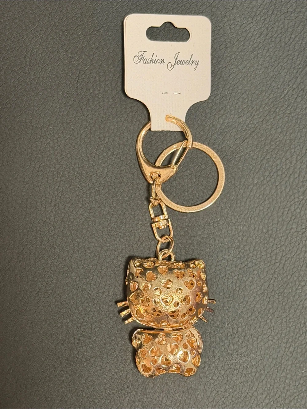 New Rhinestone Gold-tone Red Bow and Shoes Cat Kitty Keychain Charm